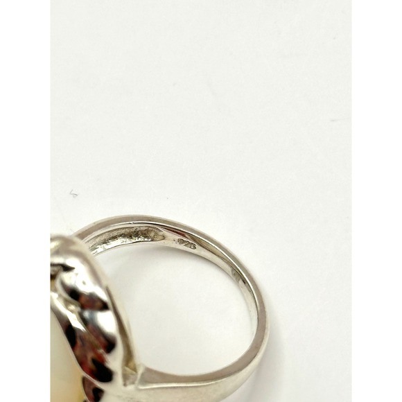 Mother of Pearl Sterling Silver Handmade Statement Ring Size 8.75 - Picture 5 of 8